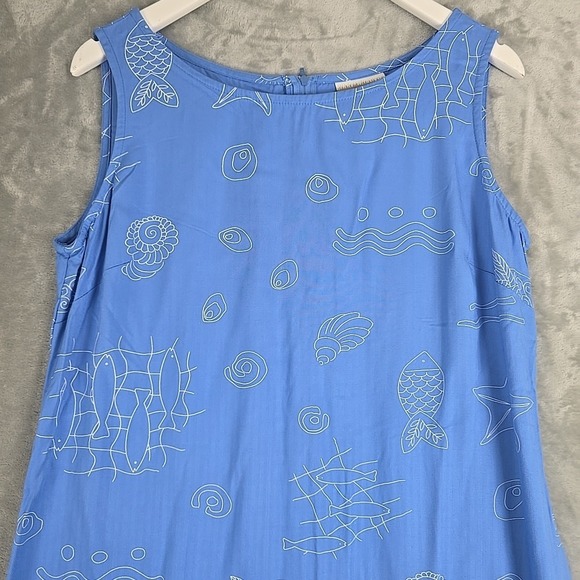 Coldwater Creek Dresses & Skirts - Coldwater Creek Sleeveless Fish Beach Maxi Dress 14 Blue Coastal‎